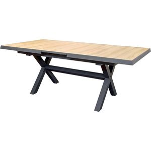 Tuintafel Uitschuifbaar Naturel/Antraciet - Keramiek & Aluminium - 167/207x100x75cm - Tuintafel Monaco - SenS-Line