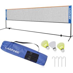 Badmintonnet, tennisnet, 300 cm, 400 cm, 500 cm badmintonnet, in hoogte verstelbaar, set bestaande uit 3 x shuttle, net, stevig ijzeren frame, transporttas outdoor, indoor, tuin