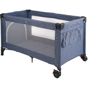 Reisbed LUXE met inhangbodem en draagtas - Pasgeborenen - Jeans blauw - 12 kg