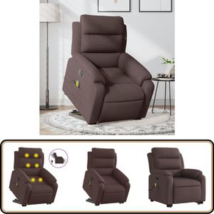 vidaXL Sta-op-massagestoel - Elektrisch - Donkerbruin Elektrische Stoel - Massagerstoel - Loungestoel - Ergonomische Stoel - Sta-op Stoel
