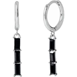 LILI Bar Oorringen / Oorbellen | Black/Silver | Ø 10 mm | 20 x 5 mm | 925 Silver