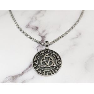 Mei's | Viking The Trinity ketting | mannen ketting / sieraad Viking / Viking ketting | Stainless Steel / 316L Roestvrij Staal / Chirurgisch Staal | Triquetra / Trinity knoop / 70 cm / zilver