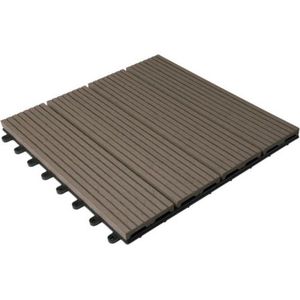 Patio tuintegels kliksysteem - set van 11 - stevige en moderne uitstraling - weerbestendig & robuust - donkerbruin - 30x30x1.8 cm