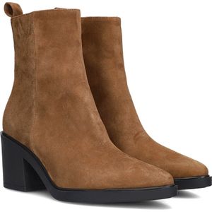 Notre-V 15636 Enkellaarsjes - Enkelboots met rits - Dames - Cognac - Maat 41