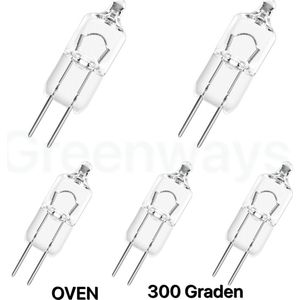 Greenways - Ovenlampje - 20W - G4 - 300 Graden - Halogeenlamp - 12 Volt - Hittebestendig - Burner - Voor in de oven - 20Watt - Steeklampje (5 STUKS)