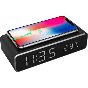 Gembird DAC-WPC-01 Digitale Wekker met Draadloos Opladen - Qi laadfunctie - Datum en tijd - Voor Smartphone - Zwart
