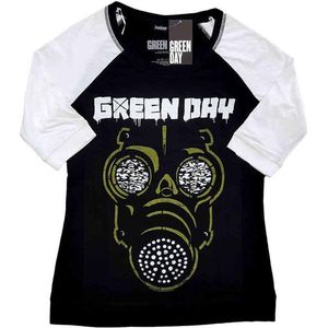 Green Day - Green Mask Raglan top - L - Zwart/Wit
