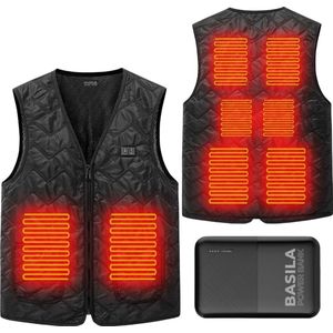 Basila® V-Hals Bodywarmer met Powerbank - XL - 8 Zones - tot 60 °C - Thermo Kleding - Heated vest - Elektrische kleding - Thermo vest - Verwarmde Vest - Verwarmde Kleding