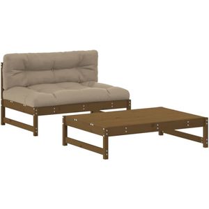 vidaXL Loungeset 2-delig - Massief hout - Honingbruin Loungeset - Tuinlounge - Loungemeubels - Buitenmeubilair - Hout