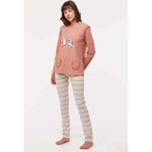 Woody pyjama meisjes/dames - oudroze - haas - 232-10-PLG-S/443 - maat S