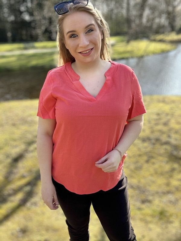 VMCMYMILO SS V-NECK TOP WVN GA CUR Dubarry