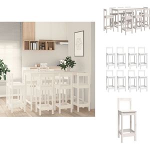 vidaXL Barset - Barsets - Pubset - Bistroset - 9-delige Barset massief grenenhout wit
