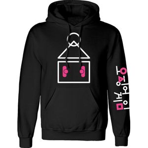 Squid Game - Symbool en Logo - Unisex Pullover Hoodie - M - Zwart