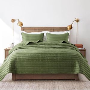 TRANKIELO® - Luxe Microvezel Sprei 220x220cm – Ultra Zacht en Ademend – Groene Knuffeldeken – All-Season Woondeken - Stijlvolle Beddensprei