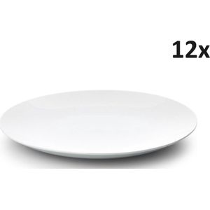Luxe Borden - 27 cm - 12 Stuks - Wit - Horeca - Set - Pack - Witte Borden - Kwaliteit - Porselein - Dinerbord - Ontbijtbord - Lunchbord