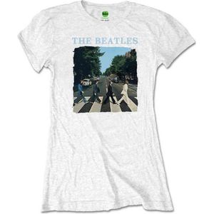 The Beatles - Abbey Road And Logo Dames T-shirt - XL - Wit