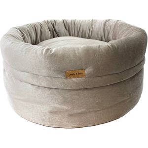 Lovely & Easy - hondenmandje Lola - Champagne - maat M - luxe hondenmand - hondenkussen - kattenmandje - velvet mand - donut mandje