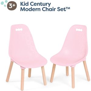 Kinderstoel, set van 2 in roze met houten poten, kindermeubels, kinderstoelen, stabiel en stijlvol met hout, stoel voor kinderen vanaf 3 jaar, PVC-vrij
