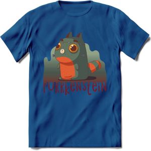 Monster van Purrkenstein T-Shirt Grappig | Dieren katten halloween Kleding Kado Heren / Dames | Animal Skateboard Cadeau shirt - Donker Blauw - L