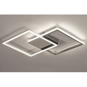 Lumidora Plafondlamp 74230 - Plafonniere - CUZCO - 2 Lichts - Ingebouwd LED - 24.0 Watt - 2400 Lumen - 2700 Kelvin - Aluminium - Chroom - Kunststof - Met dimmer - Badkamerlamp