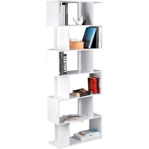 Gran Vida® - Moderne Boekenkast met 6 Vakken - Vrijstaande Boekenplank - Ruimtebesparend Ontwerp - Multifunctionele Opberger - Wit