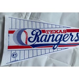 USArticlesEU - Texas Rangers- MLB - vintage Vaantje - Baseball - Honkbal - Sportvaantje - Wimpel - Vlag - Pennant - Rood/Wit/Blauw - 31 x 72 cm