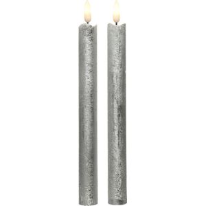 Kaarsen set van 8x stuks Led dinerkaarsen glitter zilver 24 cm - Woondecoratie - Elektrische kaarsen