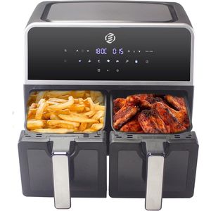 Equivera Dubbele Airfryer - Dubbele Mand - Dual Cook - Heteluchtfriteuse - Verschillende Programma's - Dual Zone - Mega