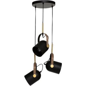 Industriële hanglamp ▪ 3 lichts ▪ Zwart & Goud ▪ Draadlamp ▪ Hanglamp eetkamer ▪ Lamp woonkamer ▪ Industrieel ▪ Landelijk ▪ Modern
