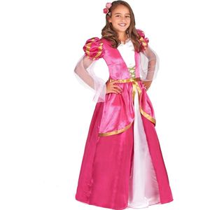 LUCIDA - Roze middeleeuwse prinsessen jurk voor meiden - M 122/128 (7-9 jaar)