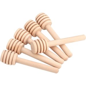 Honinglepel, 50 stuks houten honingstrooiers om te schudden, lepels, slang, draagbaar, mini-roerstokken, jam jar drizzle honey wooden voor koffie latte thee (8 cm)