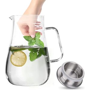 Waterkan – glazen kan – robuust glas - voor warm en koud water, ijsthee, koffie, melk, sap, glazen karaf