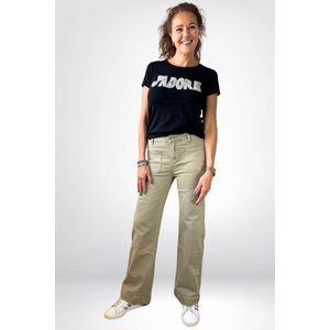 Stoere wide Sourí pants met flared pijpen (L)