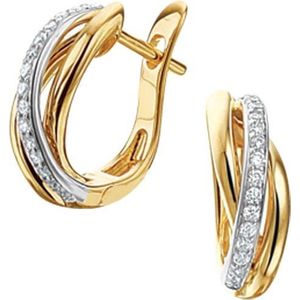 The Jewelry Collection Klapoorringen Diamant 0.16ct (2x0.08ct) H Si - Bicolor Goud