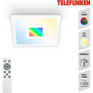 Telefunken CENTERLIGHT - LED Paneel - 319006TF - CCT- kleurtemperatuur regeling - incl. afstandsbediening - RGB Centerlight - traploos dimbaar via afstandsbediening - memory functie - IP20 - 25.000 uur - 29,5 x 29,5 x 5,5 cm