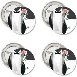 10 Buttons Classic Wedding Guest met speld aan de achterzijde - button - corsage - trouwen - huwelijk - bruiloft