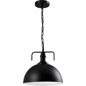 QUVIO Hanglamp industrieel - Lampen - Plafondlamp - Verlichting - Verlichting plafondlampen - Keukenverlichting - Lamp - Fabriekslamp - E27 Fitting - Met 1 lichtpunt - Voor binnen - Metaal - Aluminium - D 30 cm - Zwart