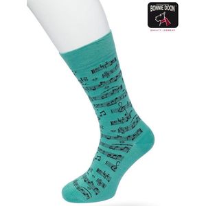 Bonnie Doon Heren Sokken met Muziek Print maat 40/46 Groen - Thema Sokken - Muzieknoten - Cadeau Sokken - Word je Happy en vrolijk van - Zacht Katoen met Gladde Teennaad - Comfortabel - Perfect Cadeau - Deep Sea Green - BT992132.210