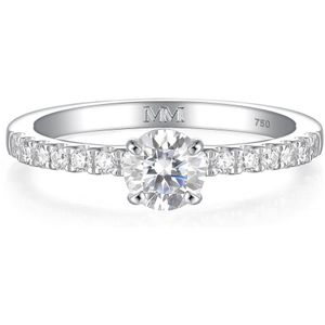 Finesse - 18k Witgouden Moissanite Verlovingsring met Zijstenen - 0.5 karaat