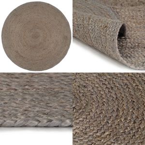 vidaXL Vloerkleed handgemaakt rond 240 cm jute grijs - Vloerkleed - Vloerkleden - Mat - Vloermat