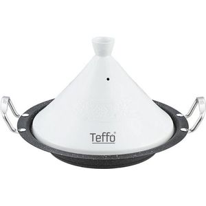 Teffo Tajine Ø 30 cm - Graniet - Geschikt voor alle warmtebronnen, inclusief inductie - Wit, Zwart