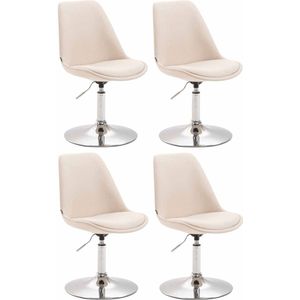 CLP Maverick Set van 4 Eetkamerstoelen - Stof creme chroom