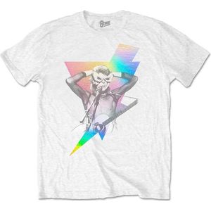 David Bowie - Holographic Bolt Heren T-shirt - L - Wit