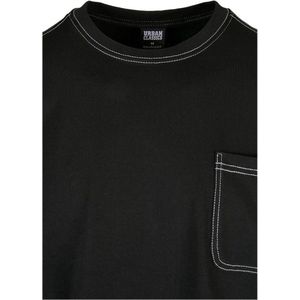 Urban Classics - Heavy Oversized Contrast Stitch Longsleeve shirt - L - Zwart/Wit