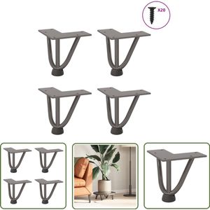 The Living Store Haarspeld tafelpoten 4 st 10 cm massief staal naturel - Haarspeld Tafelpoten - Industrieel Design - Metalen Tafelpoten - Tafelpoten Zwart - Tafelpoten Naturel