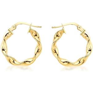 Lucardi Dames Oorbellen Rond Gedraaid 17mm - Oorbellen - Cadeau - 9 Karaat - Geelgoud
