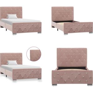 vidaXL Bedframe fluweel roze 90x200 cm - Bedframe - Bedframes - Bed Frame - Bed Frames