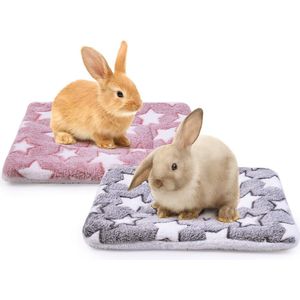 2 stuks kleine dieren bed mat - pluizig fleece konijn bed, huisdier pad mat voor konijn cavia eekhoorn hamster (S)