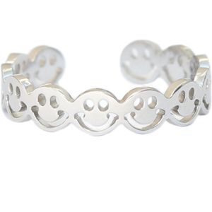 Zilveren ring smiley