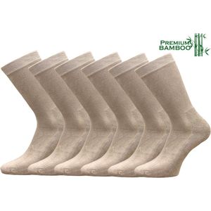 6 paar Badstof sokken - Bamboe - Wandelsokken - Naadloos - Ecru - Maat 42-46